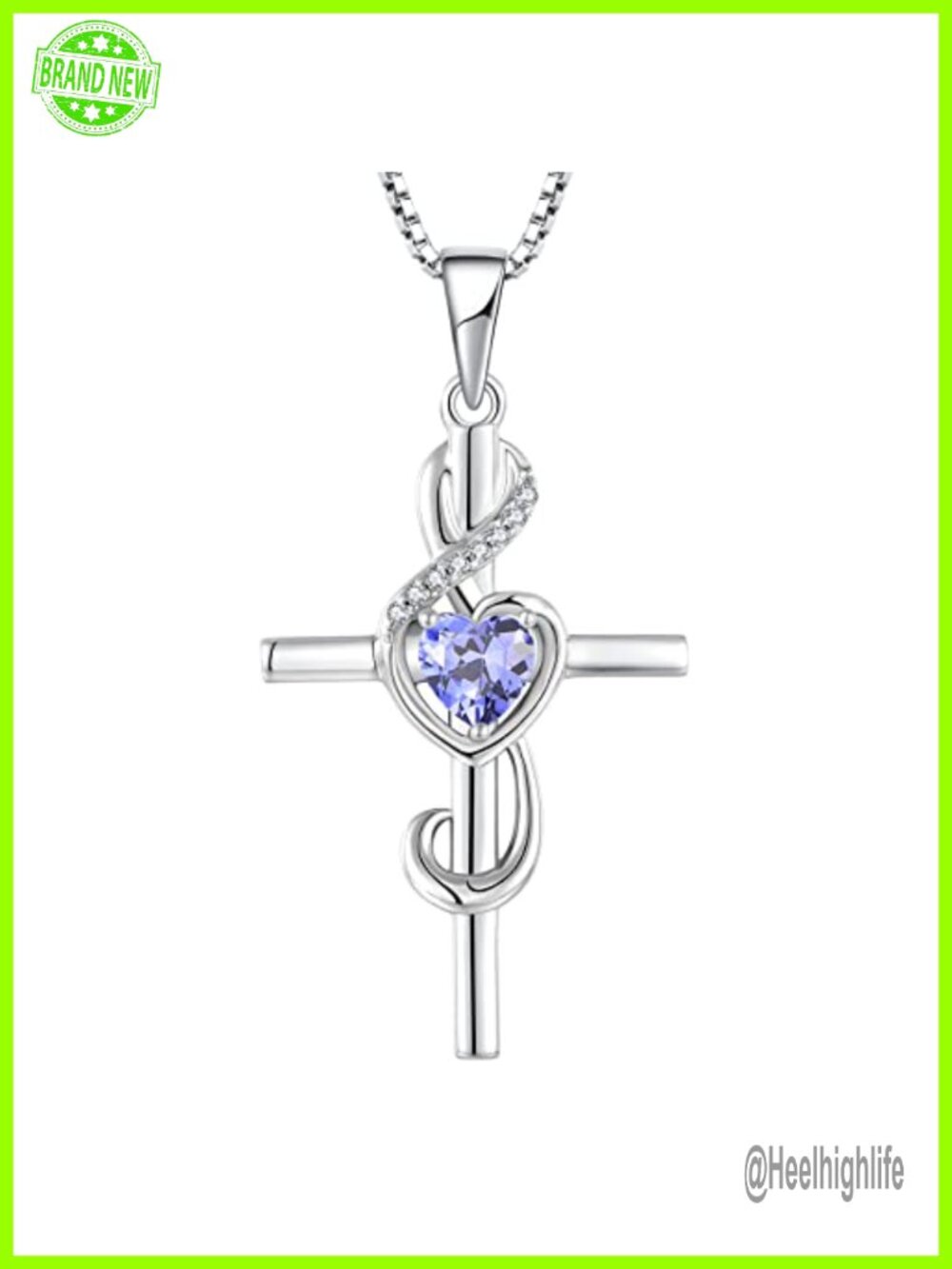 Sterling Silver Treble Clef Cross Necklace Tanzanite Pendant Music Jewelry